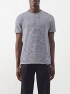 Officine Gnrale - Striped Cotton And Linen-blend T-shirt - Mens - Blue Multi