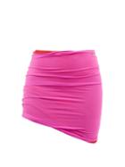 The Attico - Ruched-jersey Mini Skirt - Womens - Pink