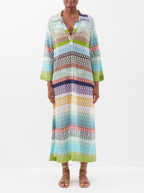 Missoni - Fiammenta-stitch Striped Kaftan - Womens - Green Multi