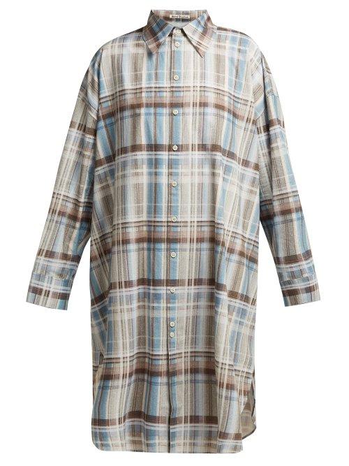 Matchesfashion.com Acne Studios - Checked Cotton Shirtdress - Womens - Blue Multi