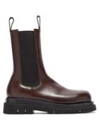 Matchesfashion.com Bottega Veneta - Exaggerated Sole Leather Mid Calf Boots - Mens - Dark Brown