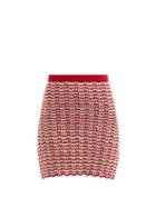 Matchesfashion.com Escvdo - Ana High-rise Hand-crocheted Cotton Mini Skirt - Womens - Red