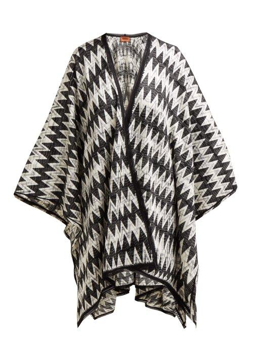 Matchesfashion.com Missoni - Zigzag Intarsia Shawl - Womens - Black