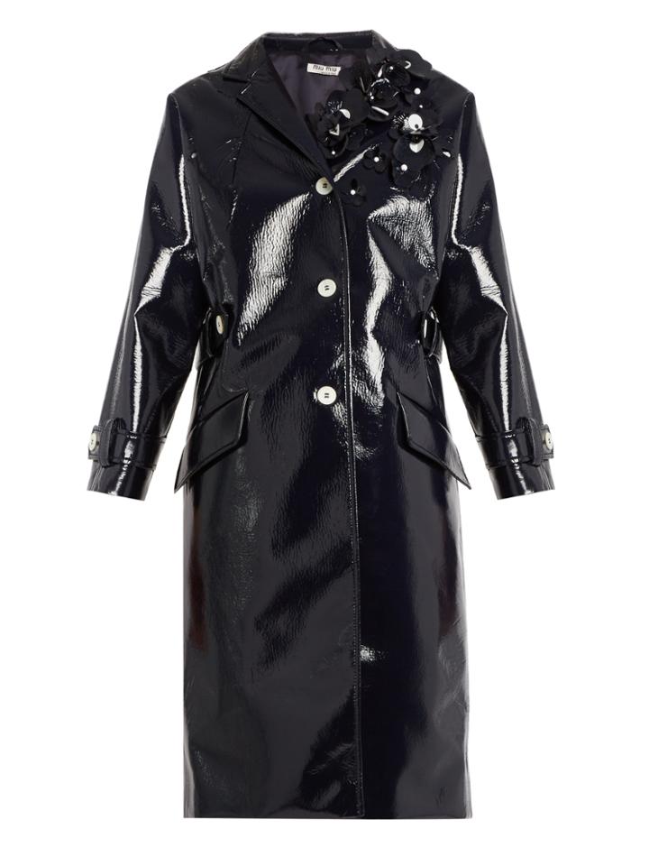 Miu Miu Floral-embellished Vinyl Coat