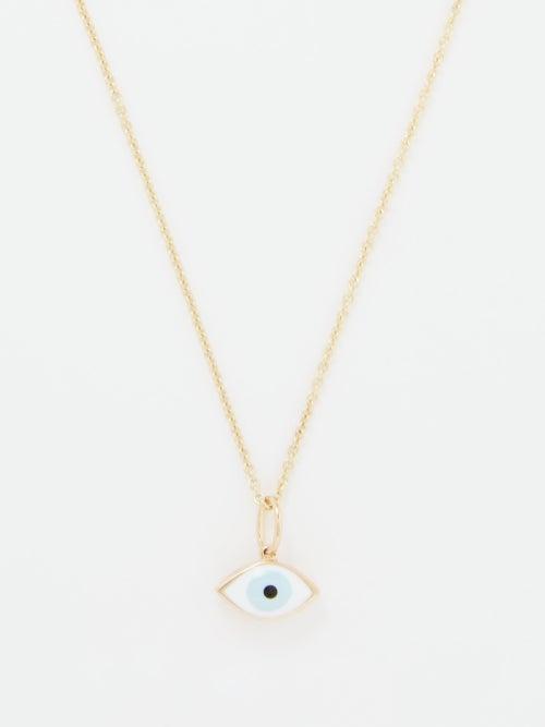 Sydney Evan - Evil Eye Enamel & 14kt Gold Necklace - Womens - Blue Multi
