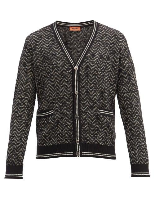 Matchesfashion.com Missoni - Zigzag-jacquard Cashmere-blend Cardigan - Mens - Black
