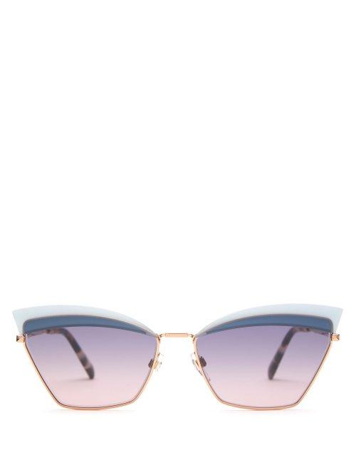 Matchesfashion.com Valentino - Cat Eye Metal Sunglasses - Womens - Gold