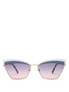 Matchesfashion.com Valentino - Cat Eye Metal Sunglasses - Womens - Gold