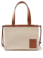 Loewe - Cushion Small Logo-patch Canvas Tote Bag - Womens - Cream Multi