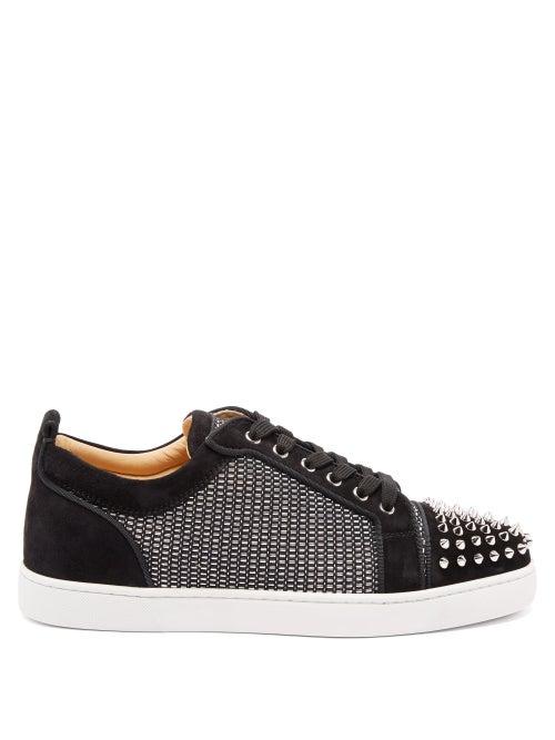 Matchesfashion.com Christian Louboutin - Louis Junior Orlato Studded Velvet Trainers - Mens - Black Silver