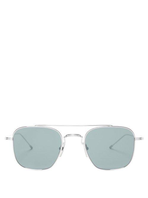 Matchesfashion.com Thom Browne - Mirrored Aviator Sunglasses - Mens - Silver