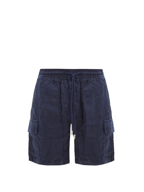 Mens Rtw Vilebrequin - Baie Drawstring Linen Shorts - Mens - Navy