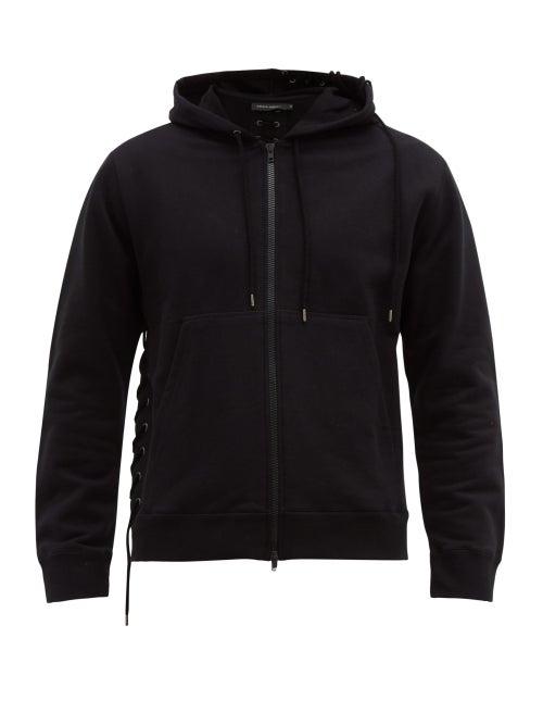 Matchesfashion.com Craig Green - Laced Zip Through Cotton Hooded Sweatshirt - Mens - Black