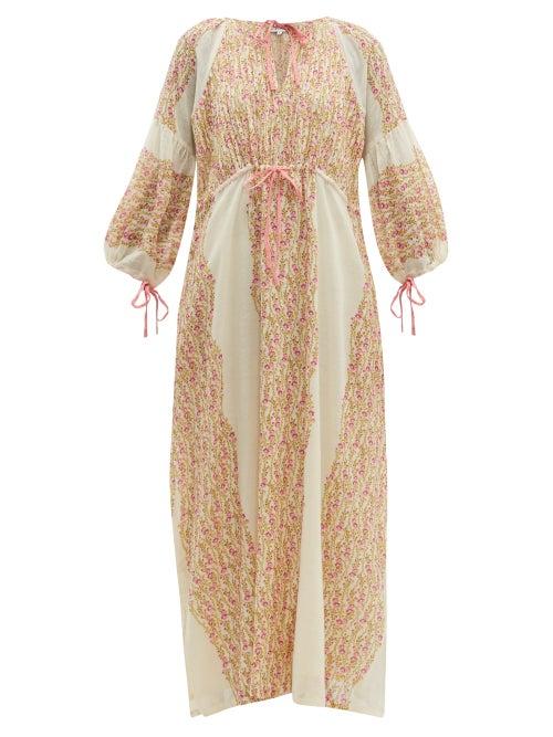 Matchesfashion.com D'ascoli - Meadow Floral Print Cotton Maxi Dress - Womens - Pink
