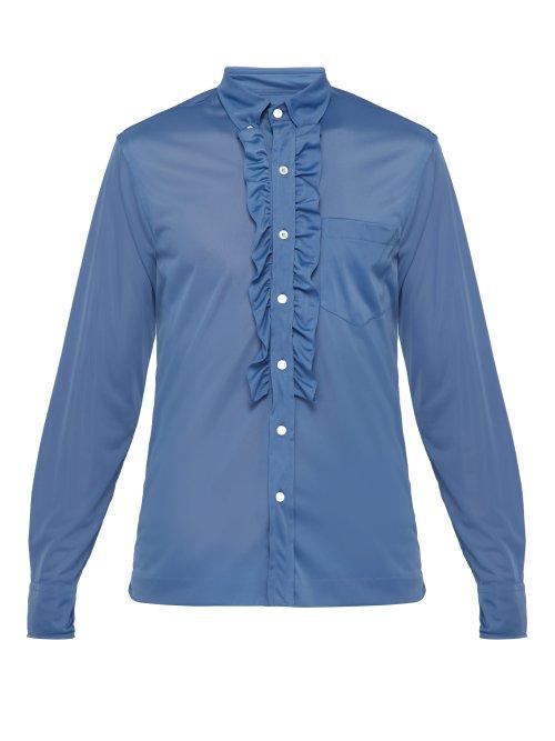 Matchesfashion.com Prada - Ruffle Trimmed Shirt - Mens - Blue