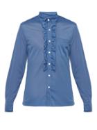 Matchesfashion.com Prada - Ruffle Trimmed Shirt - Mens - Blue
