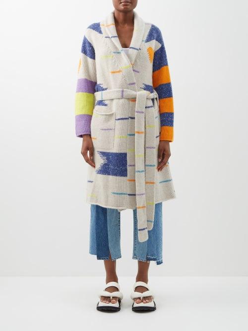 The Elder Statesman - Love N Stripes Jacquard-knit Cashmere Cardigan - Womens - Multi