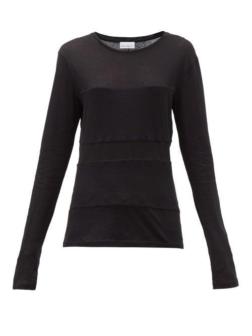 Matchesfashion.com Raey - Double-panel Long-sleeved Cotton-blend T-shirt - Womens - Black