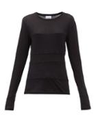 Matchesfashion.com Raey - Double-panel Long-sleeved Cotton-blend T-shirt - Womens - Black