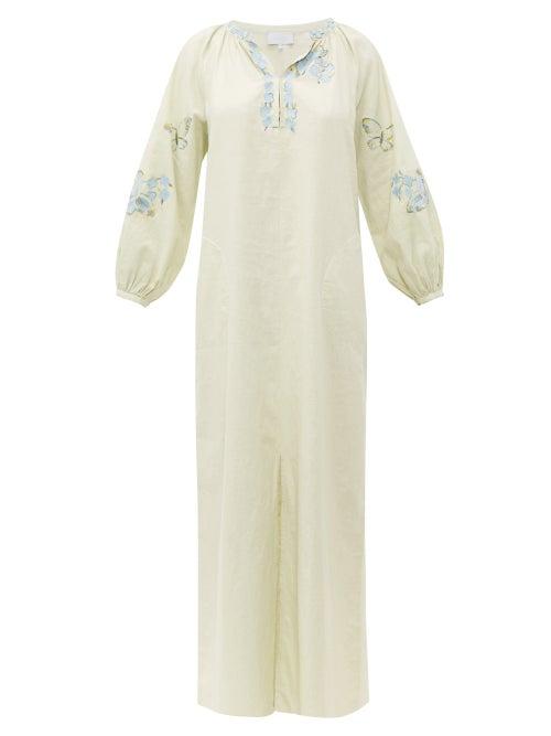 Matchesfashion.com Luisa Beccaria - Balloon Sleeve Embroidered Cotton Blend Kaftan - Womens - Cream Multi