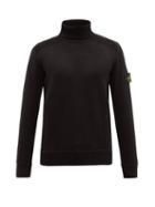 Stone Island - Logo-patch Cotton-blend Roll-neck Sweater - Mens - Black
