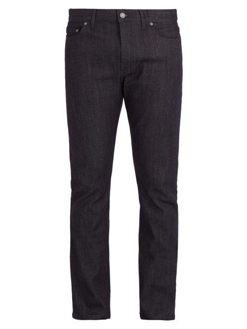 Matchesfashion.com Bottega Veneta - Straight Leg Cotton Blend Jeans - Mens - Dark Blue