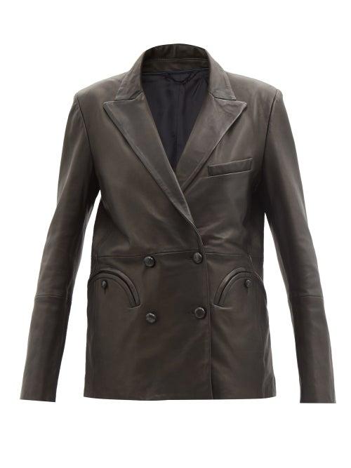 Blaz Milano - Vegas Baby Smiley-pocket Leather Blazer - Womens - Black