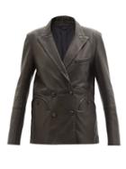 Blaz Milano - Vegas Baby Smiley-pocket Leather Blazer - Womens - Black
