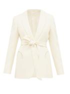 Matchesfashion.com Blaz Milano - Resolute Waist Tie Wool Crepe Tuxedo Blazer - Womens - Cream