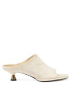 Khaite - Watts Cone-heel Suede Mules - Womens - Beige