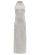 Matchesfashion.com The Attico - Ema Halterneck Sleeveless Cotton-blend Dress - Womens - Grey