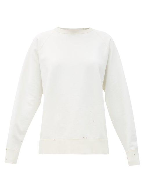 Matchesfashion.com Chimala - Flecked Raglan-sleeve Cotton-jersey Sweatshirt - Womens - Ivory
