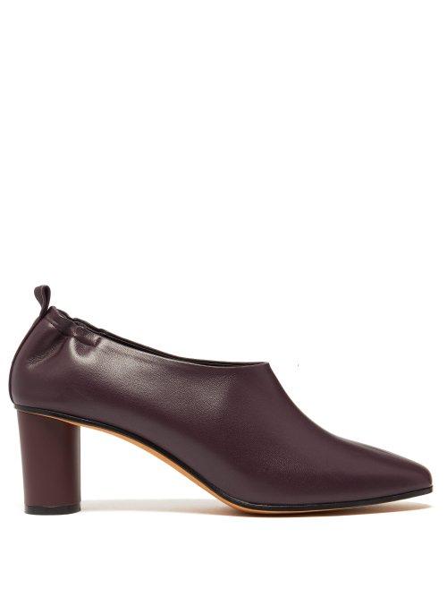 Matchesfashion.com Gray Matters - Micol Block Heel Leather Pumps - Womens - Burgundy