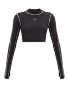 Matchesfashion.com Adidas By Stella Mccartney - Truepurpose Long-sleeved Stretch-jersey Crop Top - Womens - Black