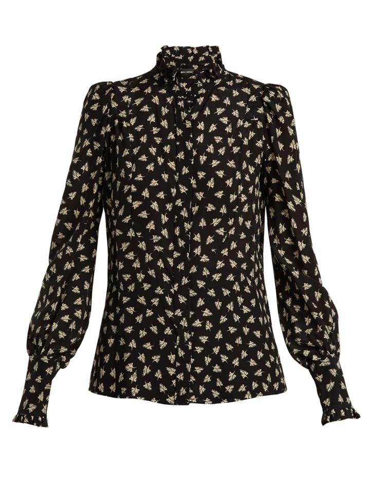 Isabel Marant Sloan Leaf-print Silk Blouse