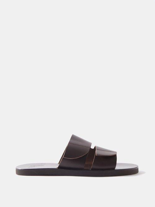 Ancient Greek Sandals - Blake Two-strap Leather Sandals - Mens - Brown