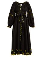 Gül Hürgel Lemon-embroidered Puff-sleeved Linen Dress