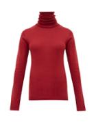 Matchesfashion.com Sara Lanzi - Roll Neck Merino Wool Sweater - Womens - Dark Red