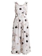 Matchesfashion.com Isa Arfen - Ruffle Trimmed Polka Dot Print Cotton Dress - Womens - White Print