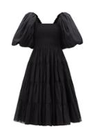 Aje - Cherished Puff-sleeve Cotton Midi Dress - Womens - Black