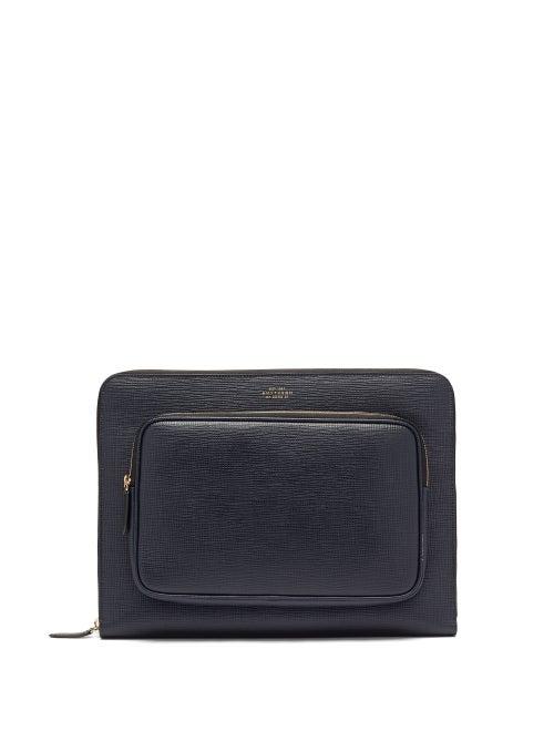 Matchesfashion.com Smythson - Panama Leather Pouch - Mens - Navy