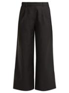 Matchesfashion.com Matteau - The Cropped Summer Cotton Blend Trousers - Womens - Black