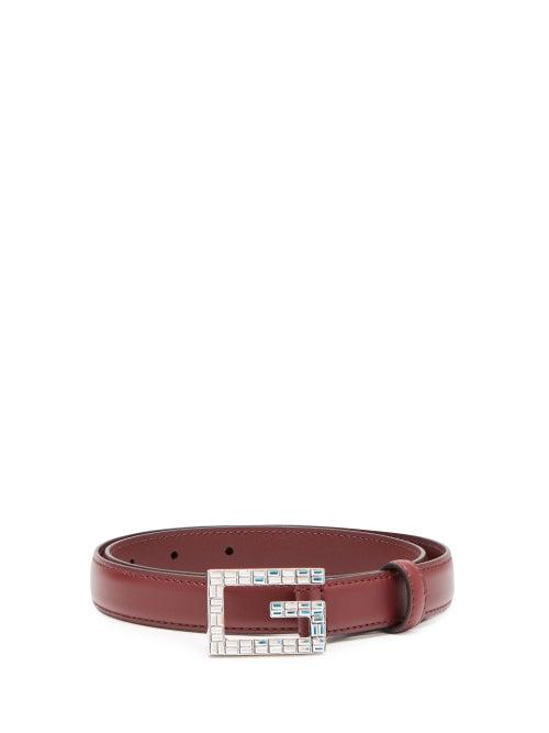 Matchesfashion.com Gucci - Gg Crystal Embellished Leather Belt - Womens - Red