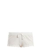 Ladies Lingerie Skin - Rafaela Ruffled-hem Cotton-jersey Pyjama Shorts - Womens - White
