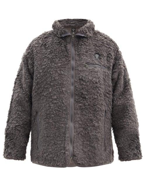 Matchesfashion.com South2 West8 - Logo-patch Deep-pile Faux-fleece Jacket - Mens - Black