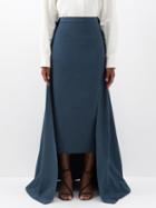 Staud - Prunella Detachable-layer Cotton-blend Midi Skirt - Womens - Dark Blue