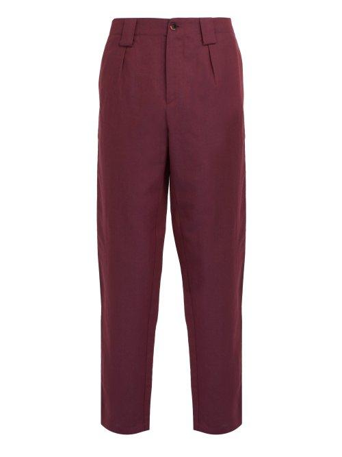Matchesfashion.com Etro - Cropped Linen And Wool Blend Trousers - Mens - Purple