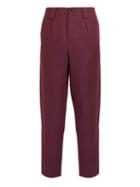 Matchesfashion.com Etro - Cropped Linen And Wool Blend Trousers - Mens - Purple