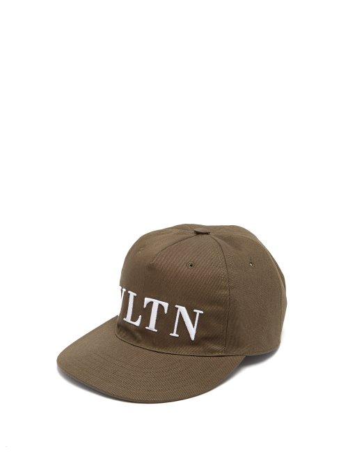 Matchesfashion.com Valentino - Vltn Logo Embroidered Cotton Cap - Mens - Khaki