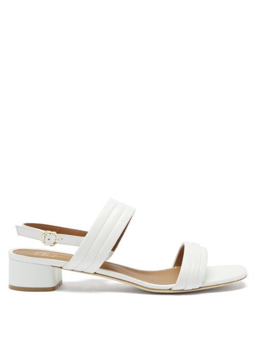Malone Souliers - Sana Block-heel Leather Slingback Sandals - Womens - White Multi